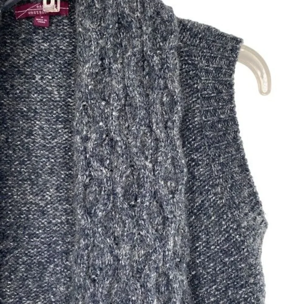 Eastside Westside Women's Wool Blend Marled Open Cable Knit Draped Sweater Vest